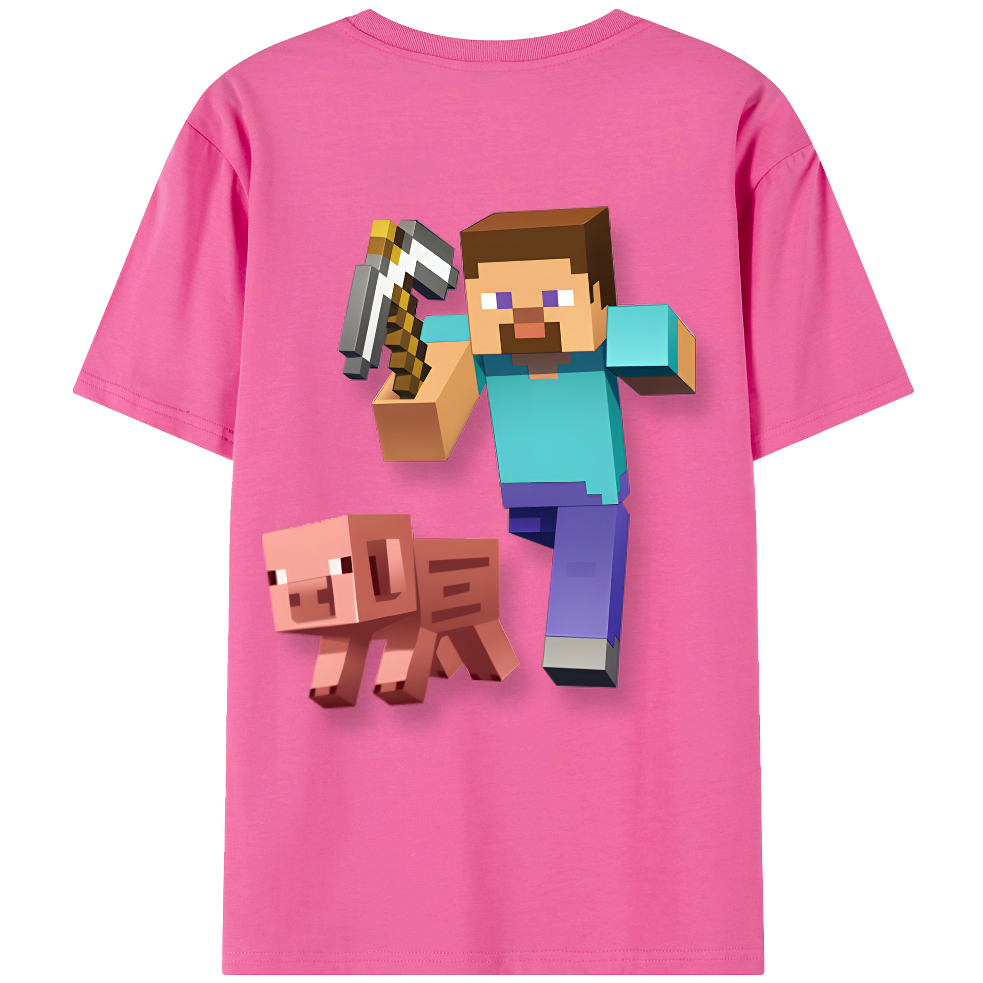 （画像用） マインクラフト ブロックの世界 Minecraft MC Block world レディース半袖Tシャツ(バックプリント)